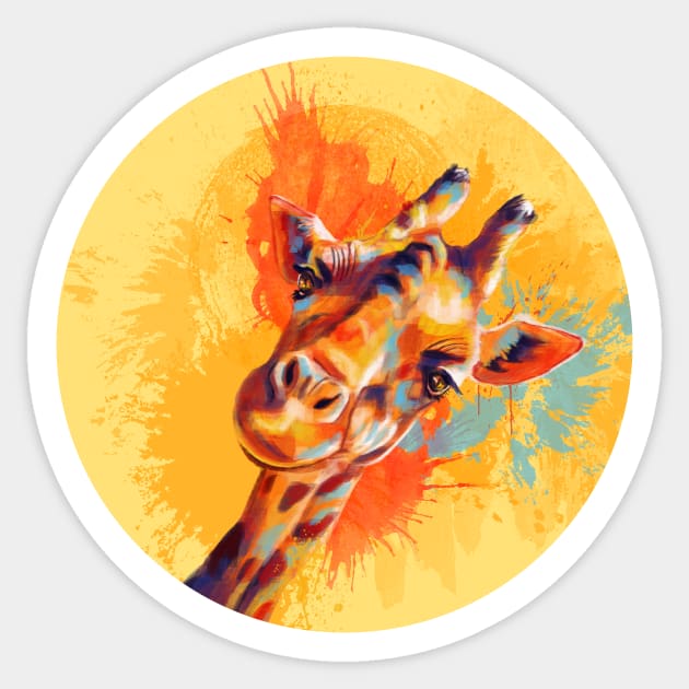 Hello Giraffe - Fun animal illustration Sticker by Flo Art Studio